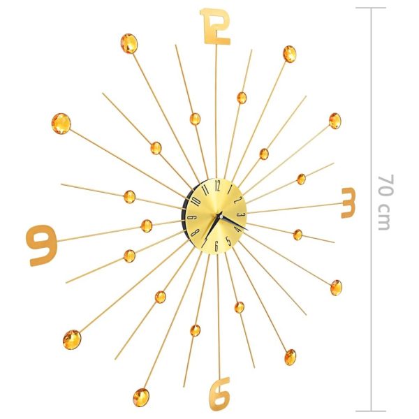 Wall Clock Metal – 70 cm, Gold With Number