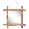 Log Mirror Natural Solid Reclaimed Wood – 70x5x70 cm