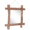 Log Mirror Natural Solid Reclaimed Wood – 70x5x70 cm