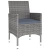 5 Piece Garden Dining Set Poly Rattan Grey