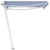 Freestanding Manual Retractable Awning – 300×250 cm, Blue and White