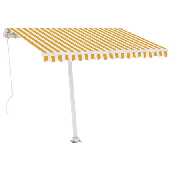 Freestanding Manual Retractable Awning – 300×250 cm, Yellow and White