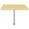 Freestanding Manual Retractable Awning – 300×250 cm, Yellow and White