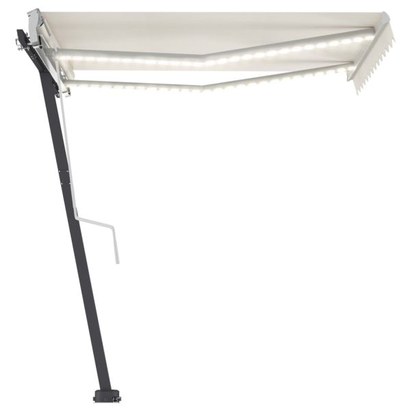 Manual Retractable Awning with LED – 300×250 cm, Cream