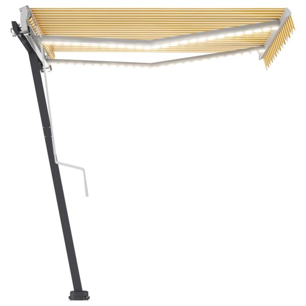 Manual Retractable Awning with LED – 300×250 cm, Yellow and White