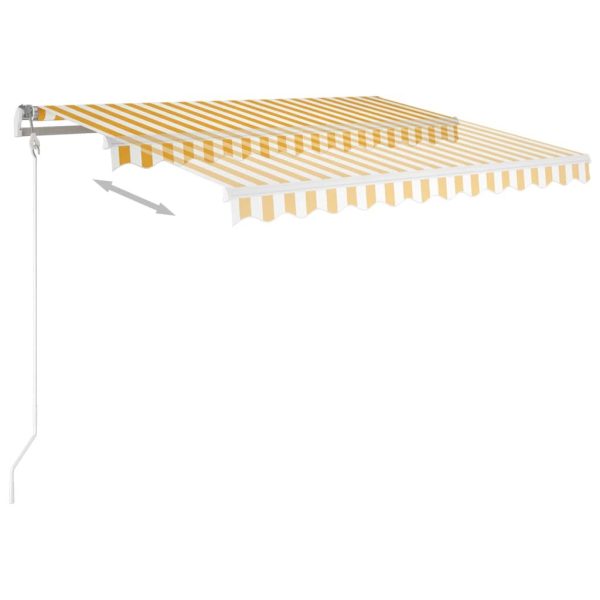 Manual Retractable Awning with LED – 300×250 cm, Yellow and White