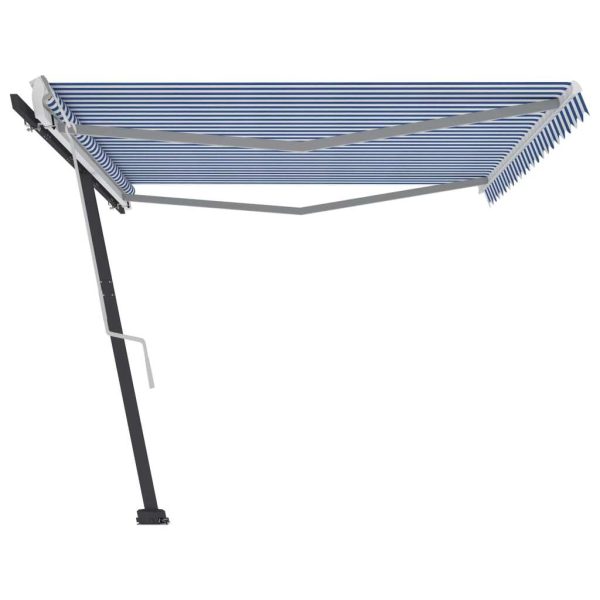 Freestanding Manual Retractable Awning – 500×300 cm, Blue and White