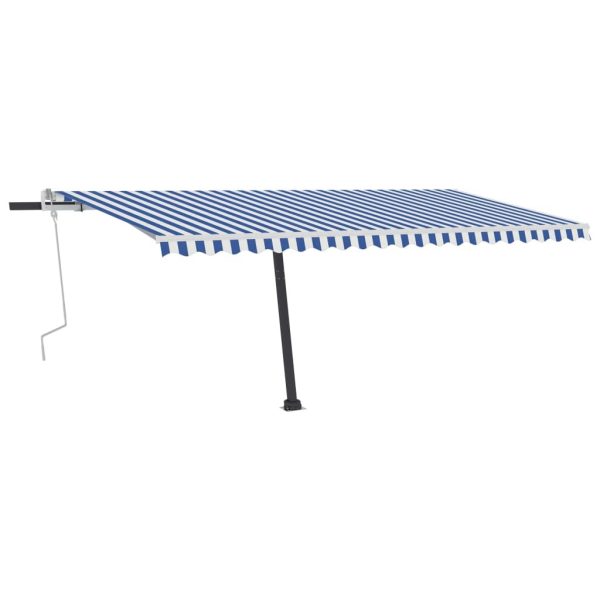 Freestanding Manual Retractable Awning – 500×300 cm, Blue and White