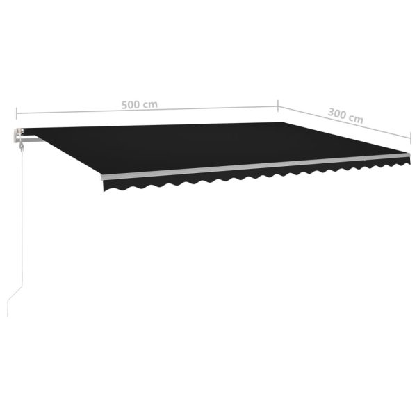 Manual Retractable Awning with LED – 500×300 cm, Anthracite
