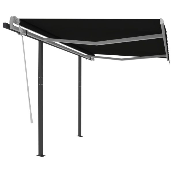 Manual Retractable Awning with Posts – 3×2.5 m, Anthracite