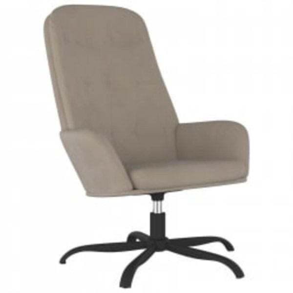 Relaxing Chair Light Grey Velvet – With Footstool