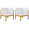 Garden Sofas 2 pcs with Cushions Solid Acacia Wood