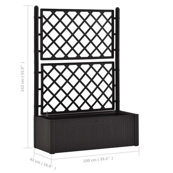 Garden Raised Bed with Trellis and Self Watering System – 100x43x142 cm, Anthracite