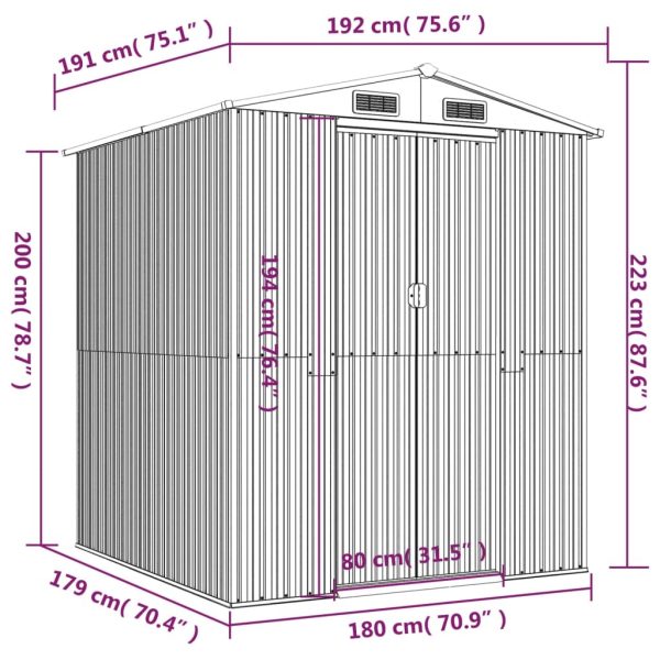 Garden Shed Green Galvanised Steel – 192x191x223 cm