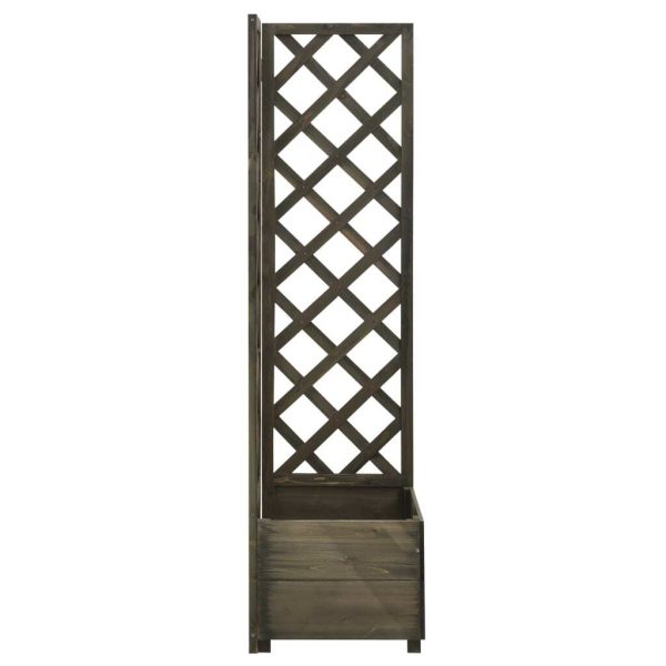 Corner Trellis Planter 40x40x150 cm Solid Firwood – Grey