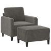 Hessle Sofa Chair with Footstool Dark Grey 60 cm Velvet