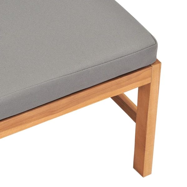 Sofa with Cushions Solid Teak Wood – Dark Grey, Middle Sofa