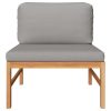 Sofa with Cushions Solid Teak Wood – Dark Grey, Middle + Table