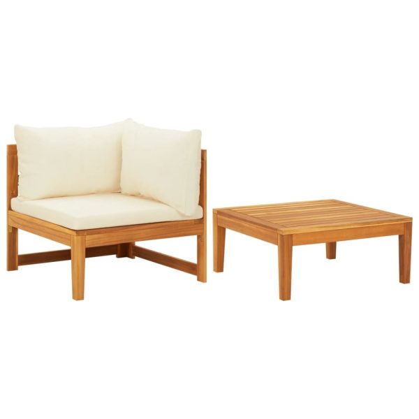 2 Piece Garden Lounge Set with Cushions Acacia Wood