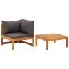 2 Piece Garden Lounge Set with Cushions Acacia Wood