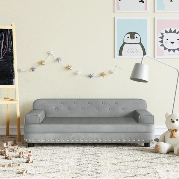 Kids Sofa Velvet – 90x53x30 cm, Light Grey