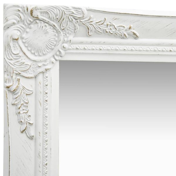 Wall Mirror Baroque Style – 40×40 cm, White