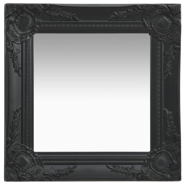 Wall Mirror Baroque Style – 40×40 cm, Black