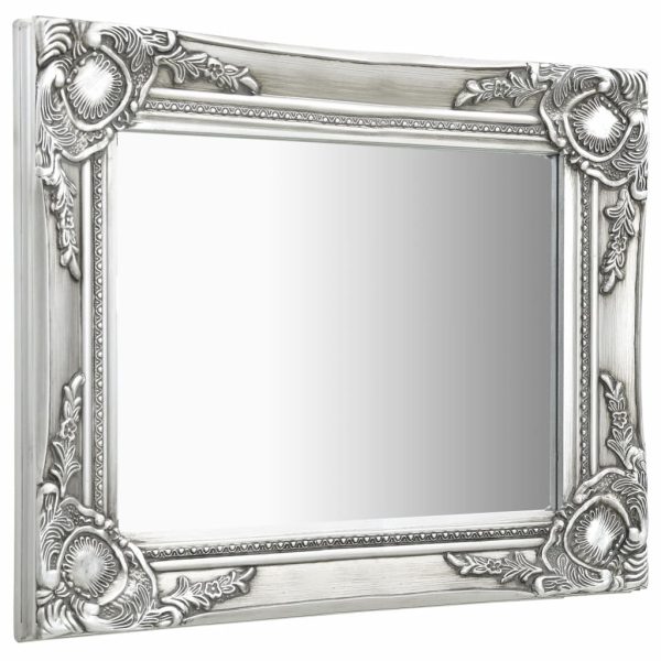 Wall Mirror Baroque Style – 50×40 cm, Silver