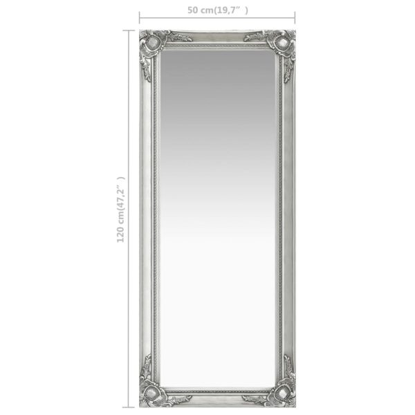 Wall Mirror Baroque Style – 50×120 cm, Silver