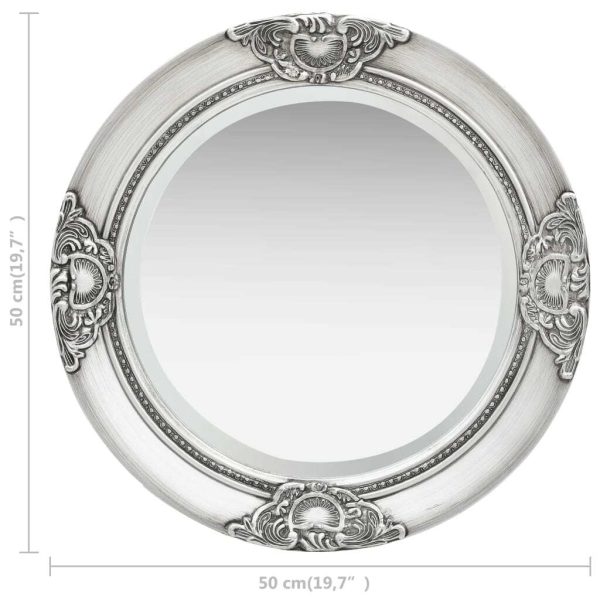 Wall Mirror Baroque Style – 50 cm, Silver