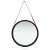 Wall Mirror with Strap – 50 cm, Black