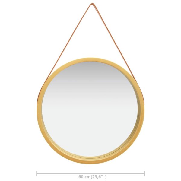 Wall Mirror with Strap – 60 cm, Gold