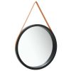 Wall Mirror with Strap – 60 cm, Black