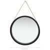 Wall Mirror with Strap – 60 cm, Black