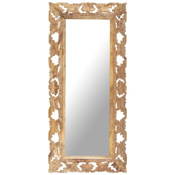 Hand Carved Mirror Solid Mango Wood