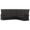 Reclining Corner Sofa with Cushions Poly Rattan – Black