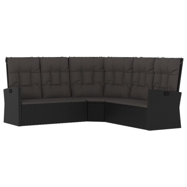 Reclining Corner Sofa with Cushions Poly Rattan