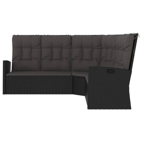 Reclining Corner Sofa with Cushions Poly Rattan – Black