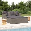 Sunbed with Cushions 182x118x63 cm Poly Rattan