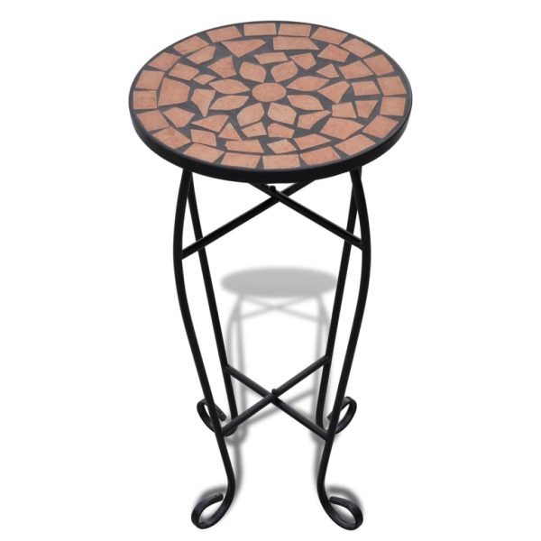 Mosaic Side Table Plant Table – Terracotta, 1