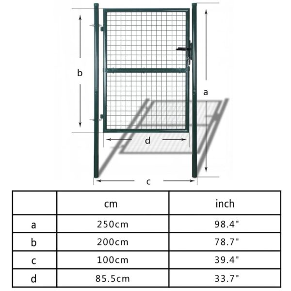 Fence Gate Steel Green – 100×250 cm