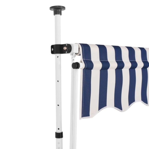 Manual Retractable Awning Stripes – Blue and White, 200 cm