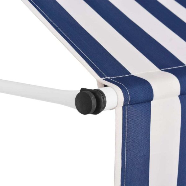 Manual Retractable Awning Stripes – Blue and White, 300 cm