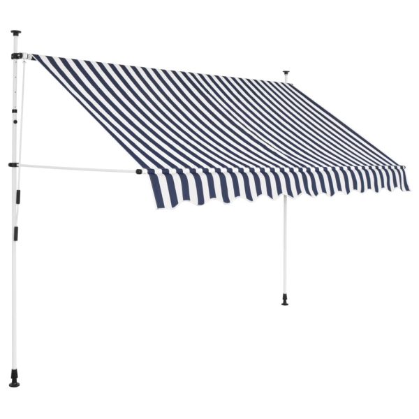 Manual Retractable Awning Stripes – Blue and White, 300 cm