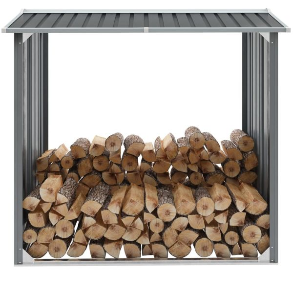Garden Log Storage Shed Galvanised Steel 172x91x154 cm – Grey