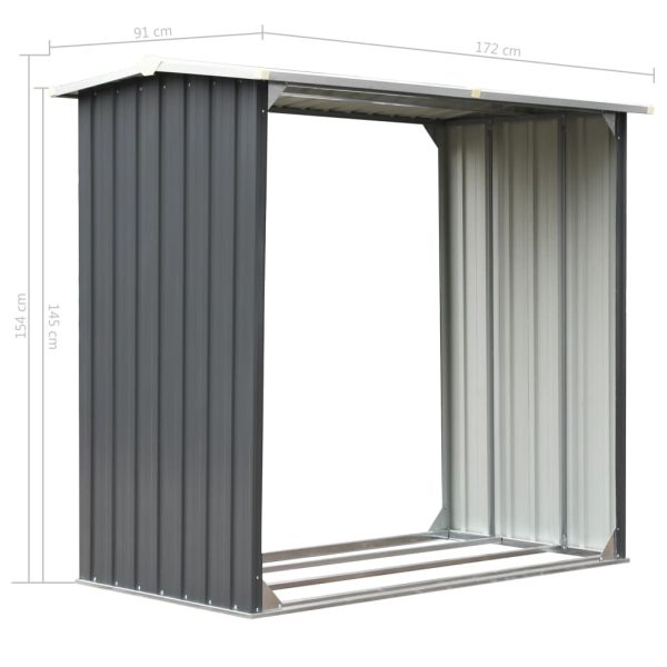 Garden Log Storage Shed Galvanised Steel 172x91x154 cm – Grey