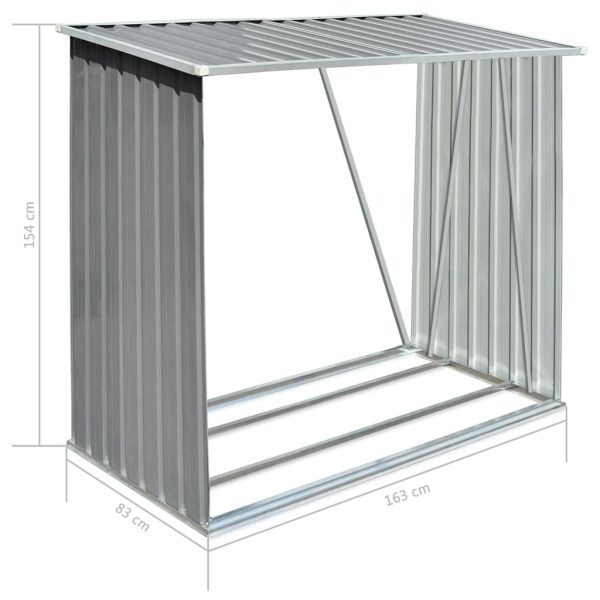 Garden Log Storage Shed Galvanised Steel 163x83x154 cm – Grey