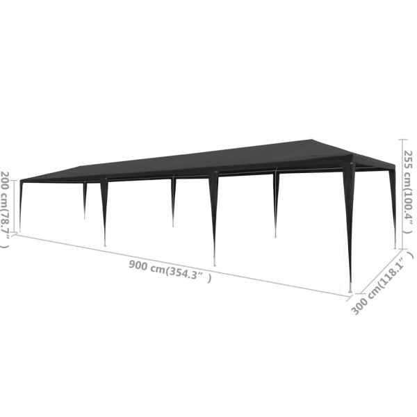 Party Tent PE – 3×9 m, Anthracite