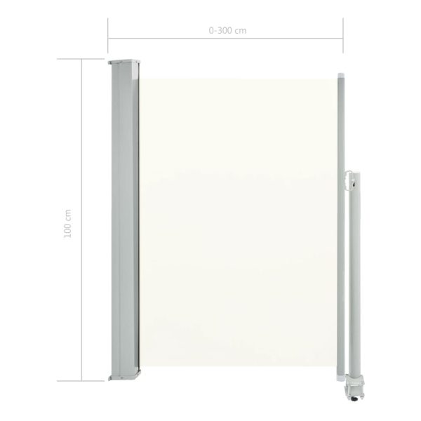Patio Retractable Side Awning – 100×300 cm, Cream