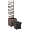 Trellis Raised Bed with Pot Poly Rattan – 30x30x107 cm, Brown
